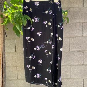 Black Floral Midi Skirt